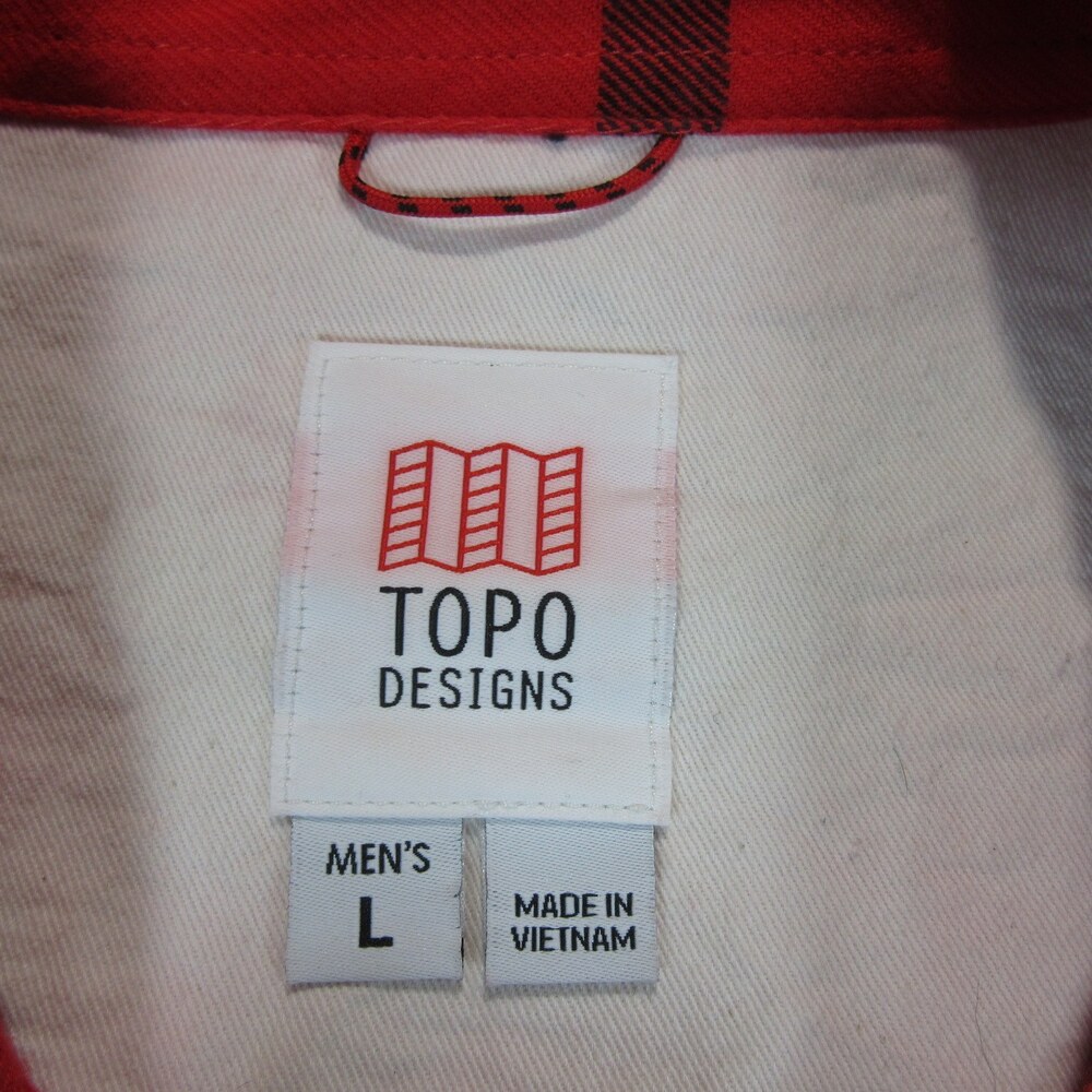 Topo Designs Mens Button Up Flannel Mountain Shirt L Red Plaid 100% Organic - Picture 4 of 10